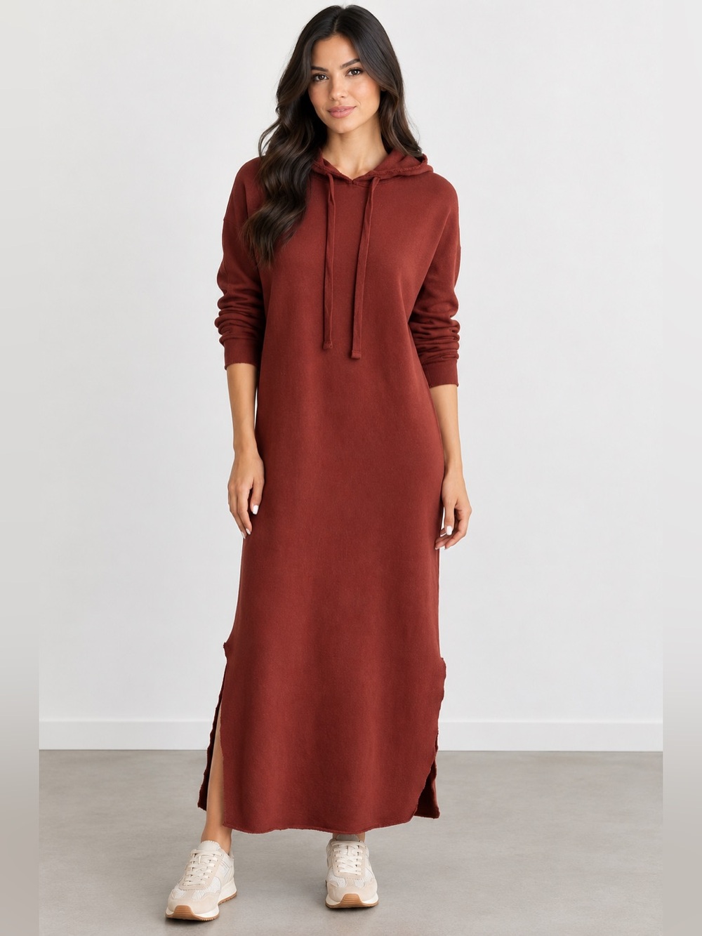 Frank & Eileen James Long Sleeve Hooded Cape Dress Redwood Sz S